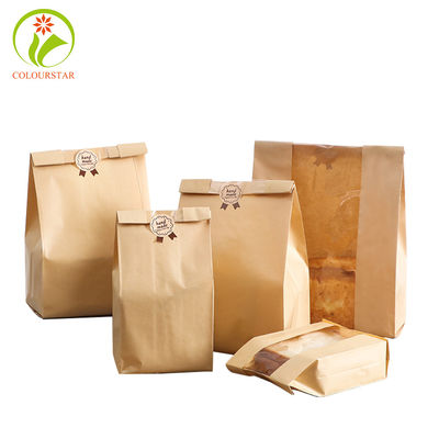 Oil Proof ISO9001 100gsm Kraft Paper Food Bags UV Varnishing